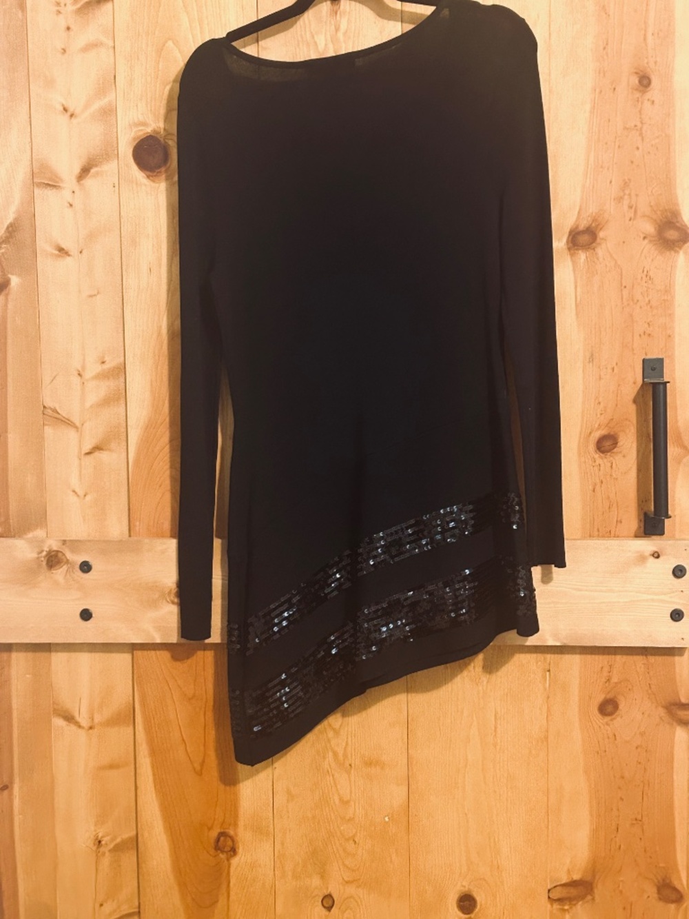 INC International Concepts Black Knit and Sequin Tunic - Picture 2 of 4